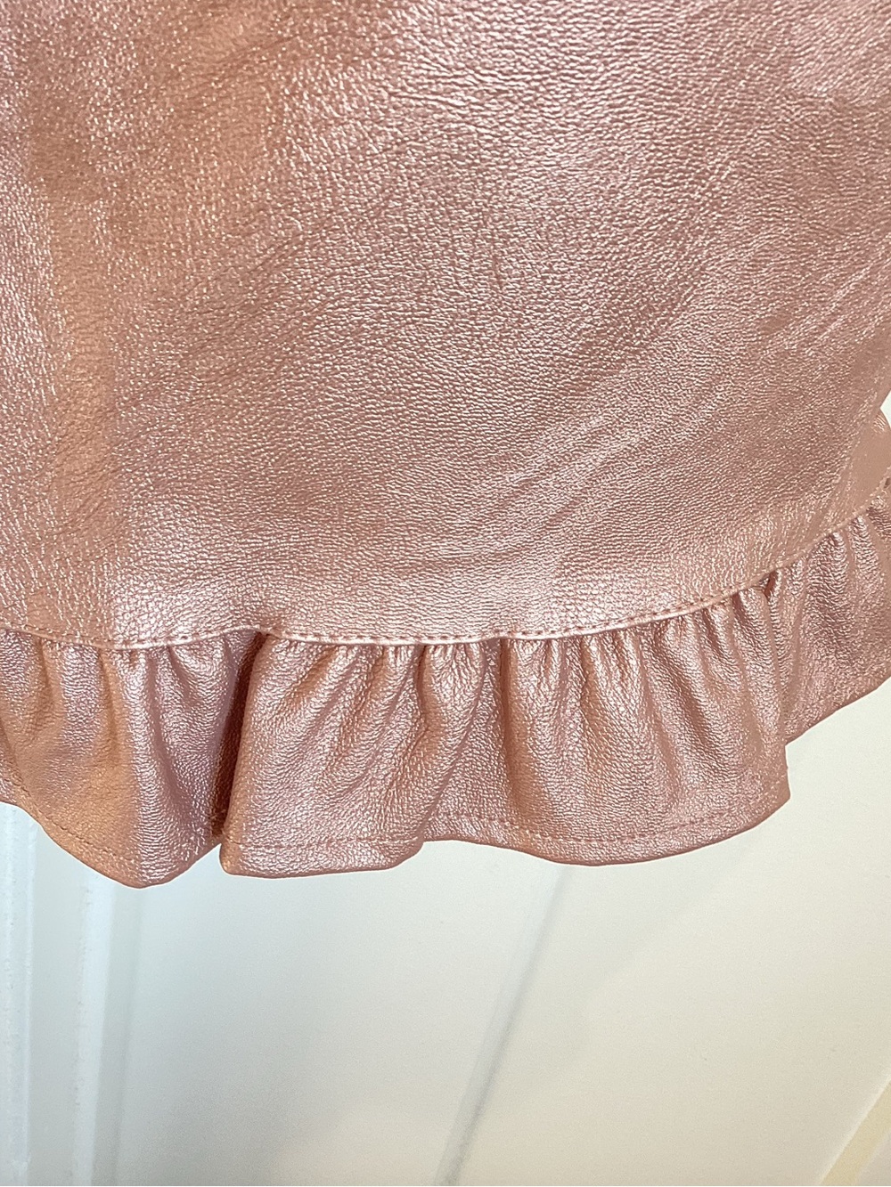 Anthropologie Colette Pants Maeve Cropped Wide Leg Ruffle Faux Leather New 26 - Picture 7 of 10